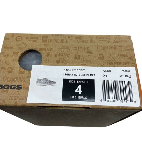 Bogs Shoes Dragonfly Puddles Unisex Kids Kicker Strap 72537K-066 Gray Slip On 4 - Picture 9 of 16
